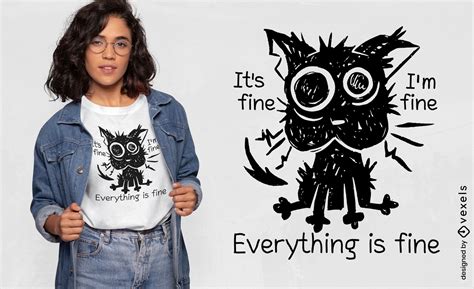 Stressed Cat Funny T-shirt Design Vector Download