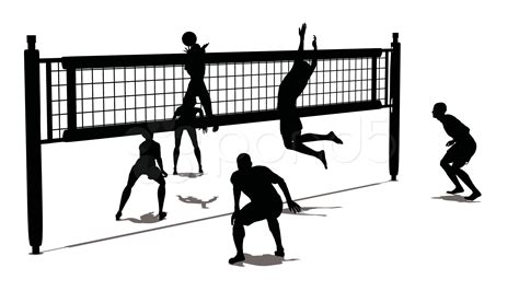 Coed Volleyball Clipart Black