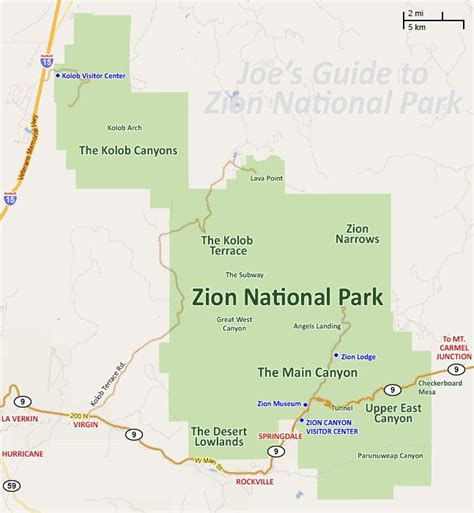 Zion National Park regional map 3 | Zion national park, Zions national ...