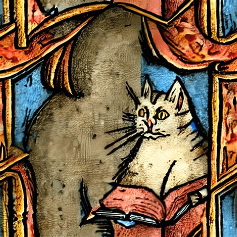 Medieval Cat Illustration Book Manuscript Illuminated · Creative Fabrica