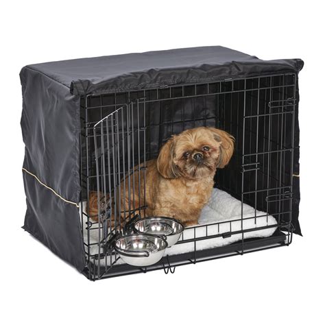 MidWest Dog Crate Starter Kit | 24" 2-Door iCrate, Pet Bed, Crate Cover ...