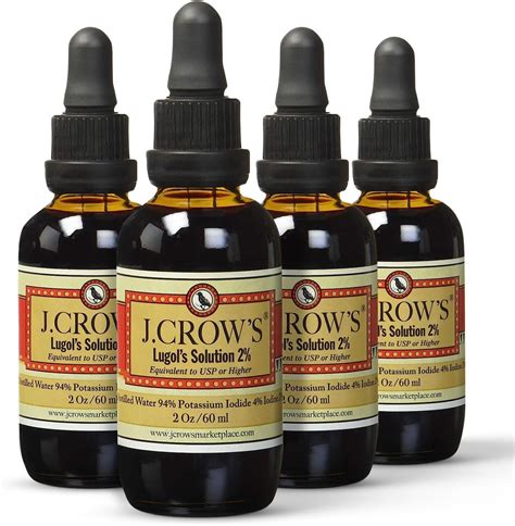 J.CROW'S® Lugol's Solution of Iodine 2% 2 oz Four Pack (4 Bottles ...