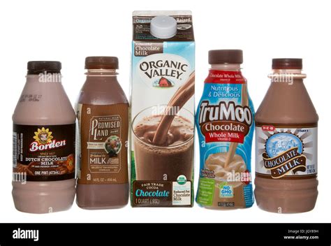 Several brands of chocolate milk Stock Photo - Alamy