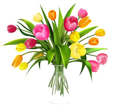 Vase of Colorful Tulips - Spring Flower Arrangement