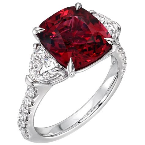 Burma Red Spinel Diamond Platinum Ring 5.05 Carat - Merkaba Jewelry