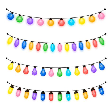 Premium Vector | Glowing bulbs of different shapes, colored christmas ...