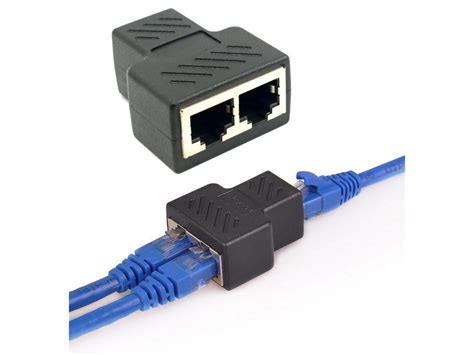 Ethernet Splitter RJ45 Splitter Adapter 1 to 2 Ways Dual Female Port ...