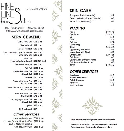 Salon Service Menu Template | Hair salon prices, Hair salon price list ...