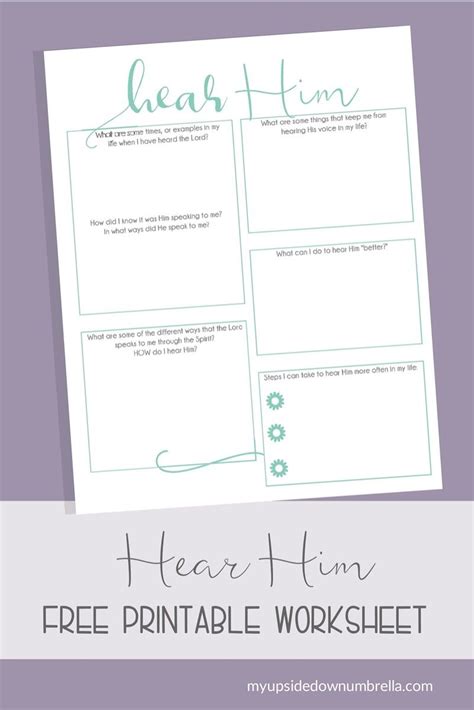 Hear Him Printable Worksheet | Printable worksheets, Gratitude journal ...