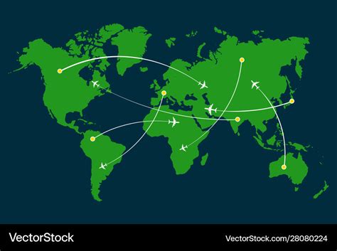 World map airline airplane flight path travel Vector Image