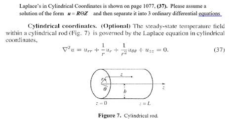 Solved Laplace's in Cylindrical Coordinates is shown on page | Chegg.com