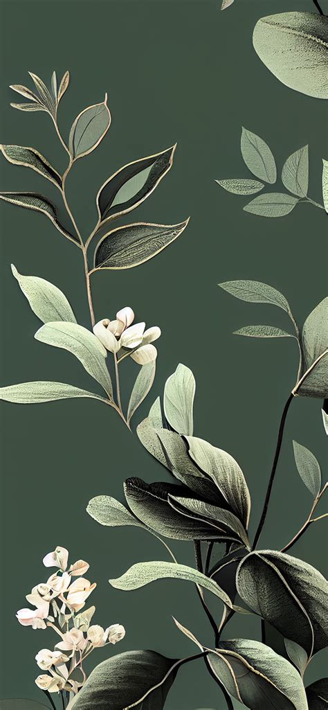 Blooming Flowers Sage Green Wallpapers - Dark Green Wallpaper