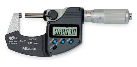 MITUTOYO IP65 Digital Outside Micrometer: 0 in to 1 in/0 to 25.4 mm ...