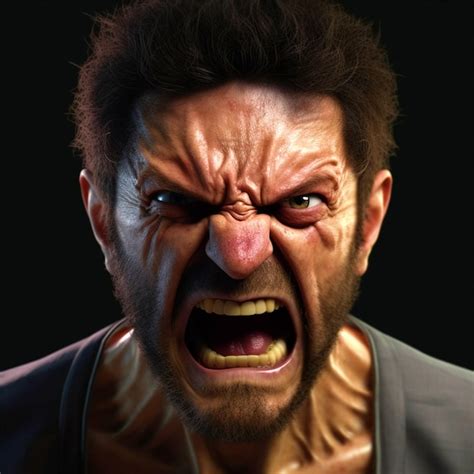 Premium Photo | 3D rendered illustration of angry man face