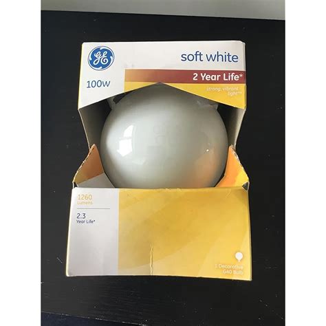 Ge Decorative G40 Globe Bulb 100W 1260 Lumens Med Base White ...