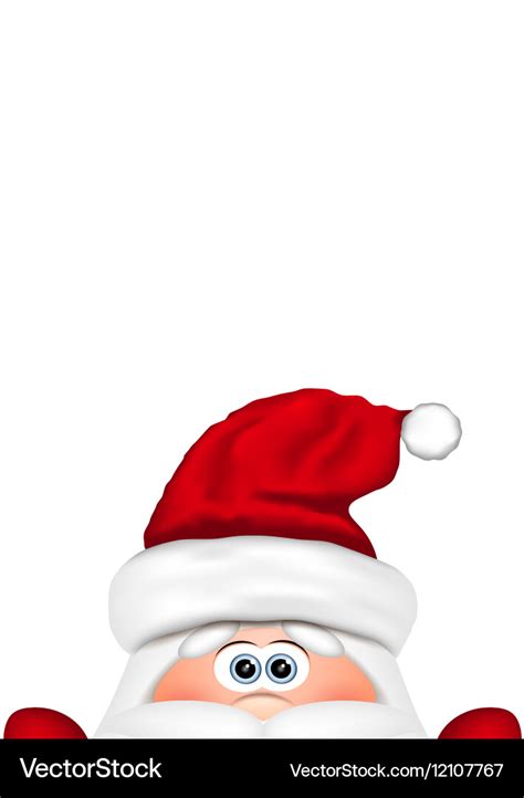 Funny Santa peeking out from the bottom edge of Vector Image