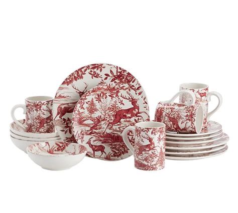 Alpine Toile 16-Piece Dinnerware Set | Pottery Barn