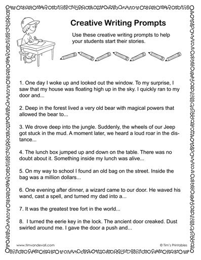 Creative Writing Prompts Sheet - Tim's Printables