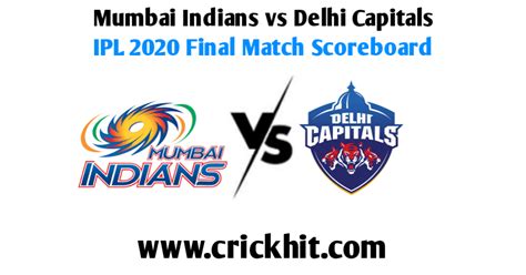 IPL 2020 Final Scorecard MI vs DC | 2020 IPL Final Scorecard - Crickhit