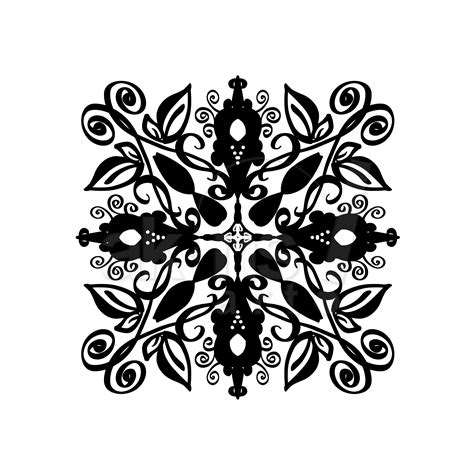 Decorative PNG Clip Art, Black White Flourish Flower Art, Cricut ...