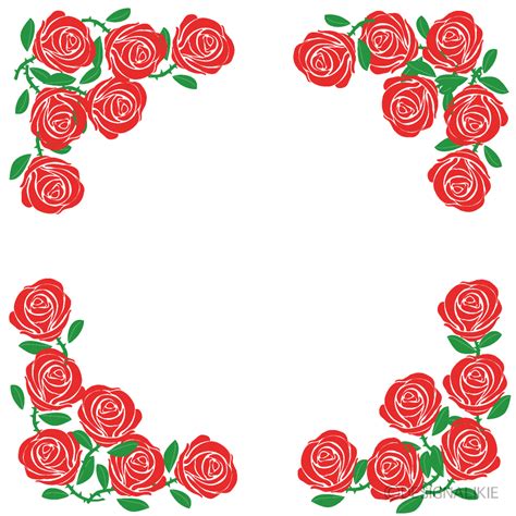 Red Rose Frame Clip Art Free PNG Image｜Illustoon