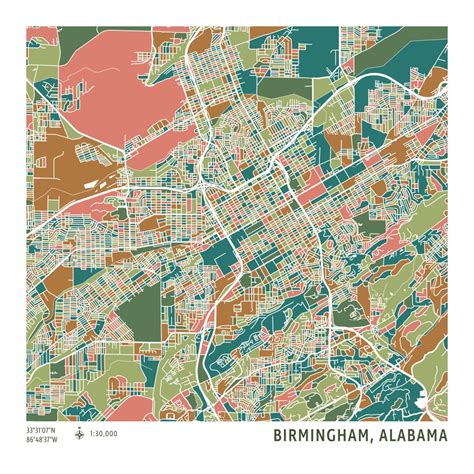 Birmingham Alabama Map Birmingham Poster Birmingham Wall | Etsy