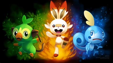 Grookey, Scorbunny, Sobble, Pokemon Sword and Shield, 4K, #1 Wallpaper ...