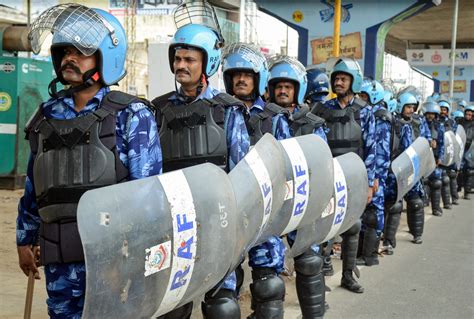 Rapid Action Force (RAF) personnel deployed at Badshahpur ...