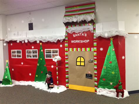 Santas workshop Christmas door decorations Christmas School, Christmas ...