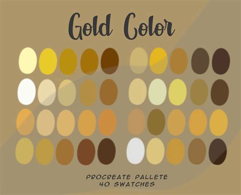 Procreate Palette Gold, Gold Color Palette, Procreate Swatches for iPad ...