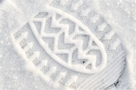 Close-up of a Shoe Print in the Snow, Top View of a Boot Footprint ...