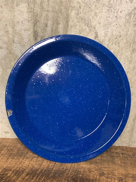 Pie Pan Blue Speckled Enamel Enamelware Enamel Pie Pan - Etsy