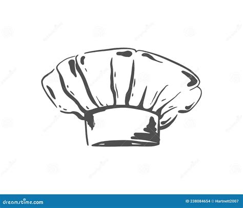 White Chef Hat on a White Isolated Background. Icon. Hand Sketch. Chef ...