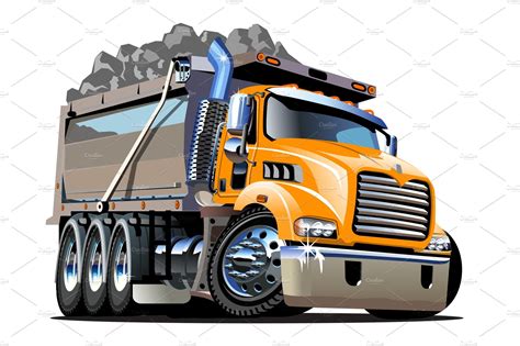 Vector Cartoon Dump Truck | Technology Illustrations ~ Creative Market