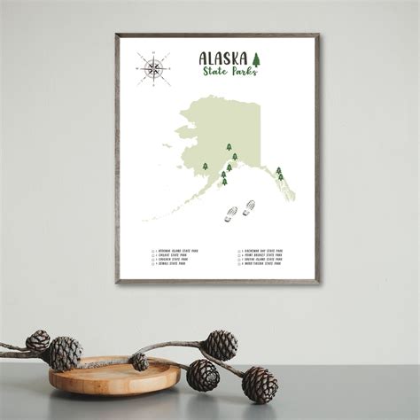 Alaska State Parks Map | Alaska Map Print | Gift For Hiker – Nomadic Spices