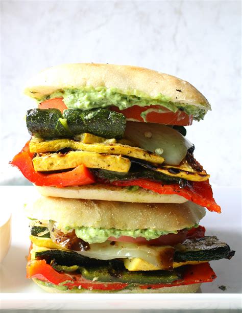 Grilled Veggie Sandwich with Vegan Basil Aioli - This Savory Vegan