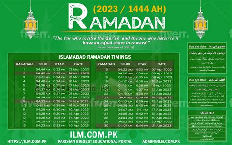 Islamabad Ramadan Calendar 2024 Sehri And Iftar Time Fiqa Jafria, Hanafi