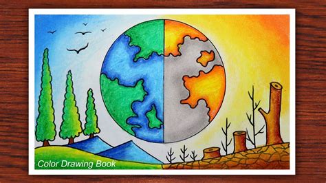 How to draw world environment day poster, Save nature drawing easy