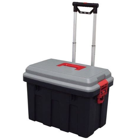 Storage Trunk w/ Wheels & Extendable Handle Rolling Garage Storage Box ...