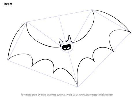 Step by Step How to Draw Halloween Bat : DrawingTutorials101.com