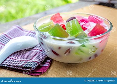 Thailand Dessert Thai Foods Mixed , Coconut Milk and Jelly Stock Image ...