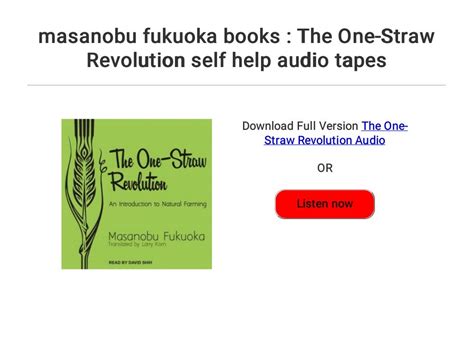 masanobu fukuoka books : The One-Straw Revolution self help audio tapes