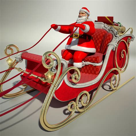 3D model Santa Claus Sleigh sled | CGTrader