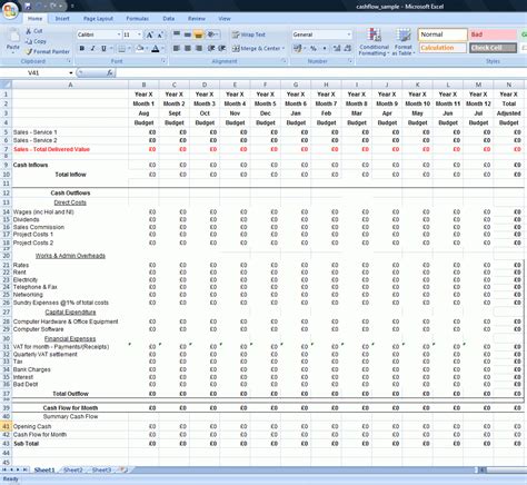 Simple Cash Flow Spreadsheet for Cashflow Spreadsheet Example Of Budget ...