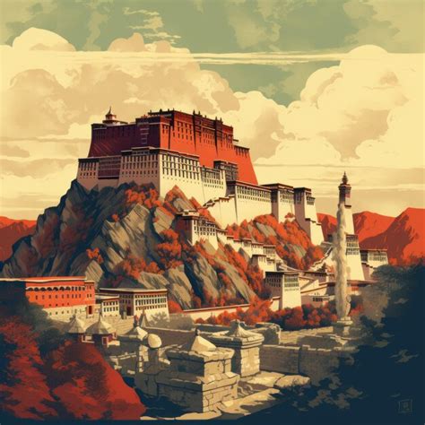 Premium AI Image | Potala Palace A Vibrant Flat Art Masterpiece with a ...