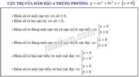 Công Thức Giải Nhanh Bài Toán Cực Trị Của Hàm Số Trùng Phương