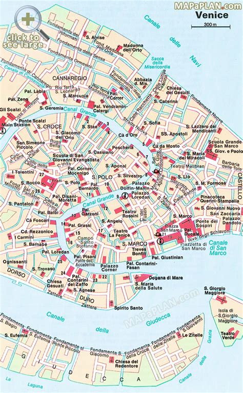 Venice maps - Top tourist attractions - Free, printable city street map