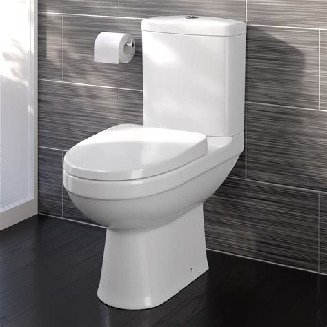 Modern White Close Coupled Toilet with Cistern Soft Close Seat Bathroom ...