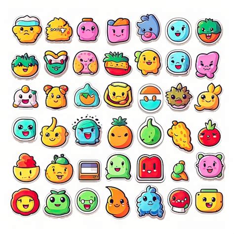 Premium AI Image | cute emoji stickers over white background