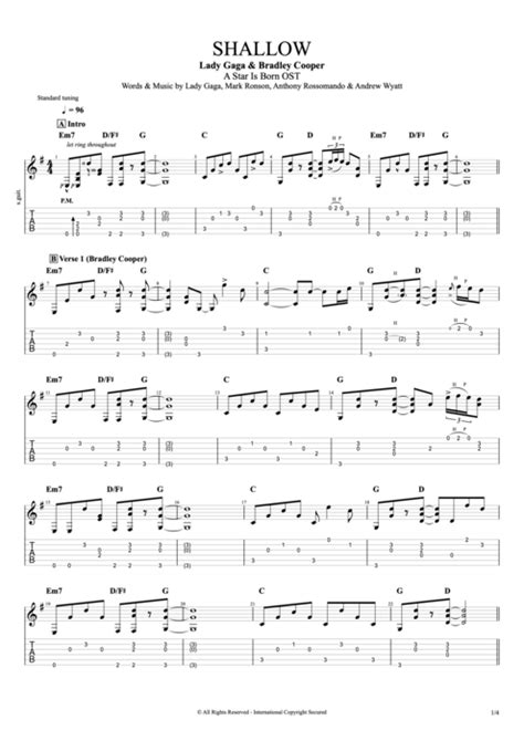 Shallow Tab by Lady Gaga (Guitar Pro) - Full Score | mySongBook